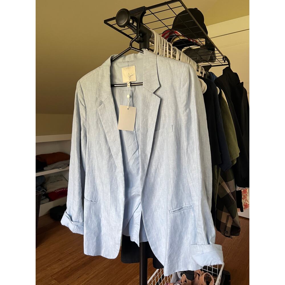 NEW Joie Blue Lightweight Linen Blazer Women's 12 - Picture 4 of 7